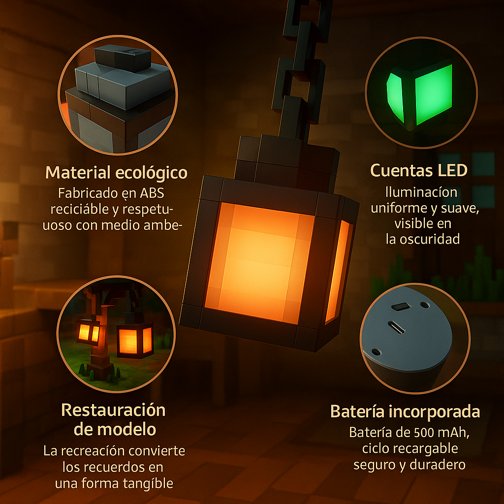 Farol PixelCraft LED 💡 — Decora tus dos mundos.